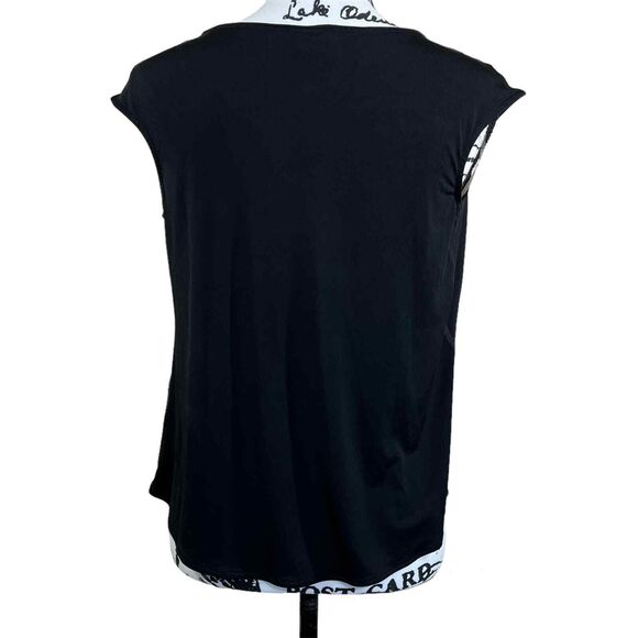 Worthington Spreadsheet Black Green & White Short Sleeve Shirt size S  preppy - Picture 2 of 12